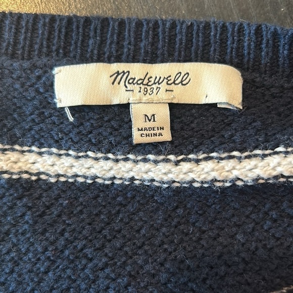 Madewell Chronicle Pullover Sweater in Navy Stripe Size Medium - Picture 7 of 7